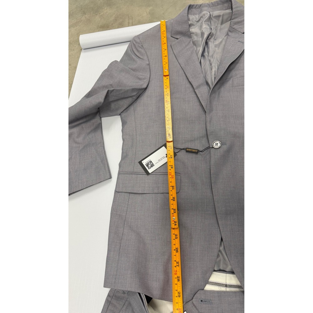 Cooper & Nelson Mens 2 Piece Suit with Tie Grey 40R Medium Blazer Trousers NEW - Picture 8 of 14